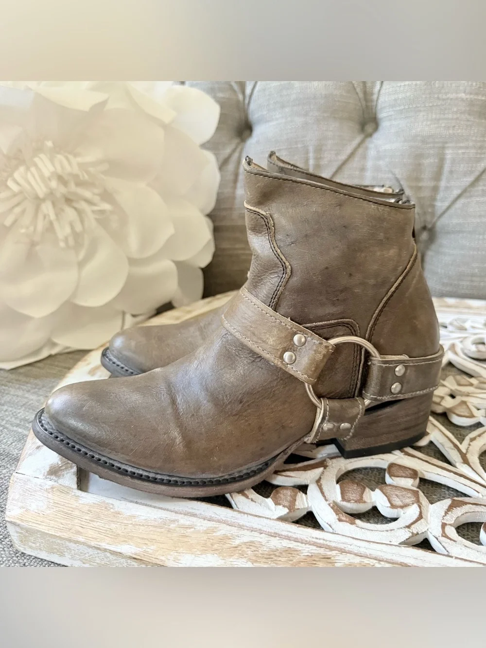 Freebird by Steven Santiago Leather Harness Ankle Boots 7 NEW $275